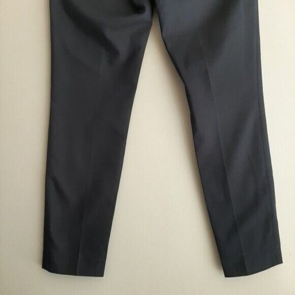 CLUB MONACO Slim Crop Pants Faux Leather Back Pocket Trim Navy Sz 4 - Picture 7 of 10